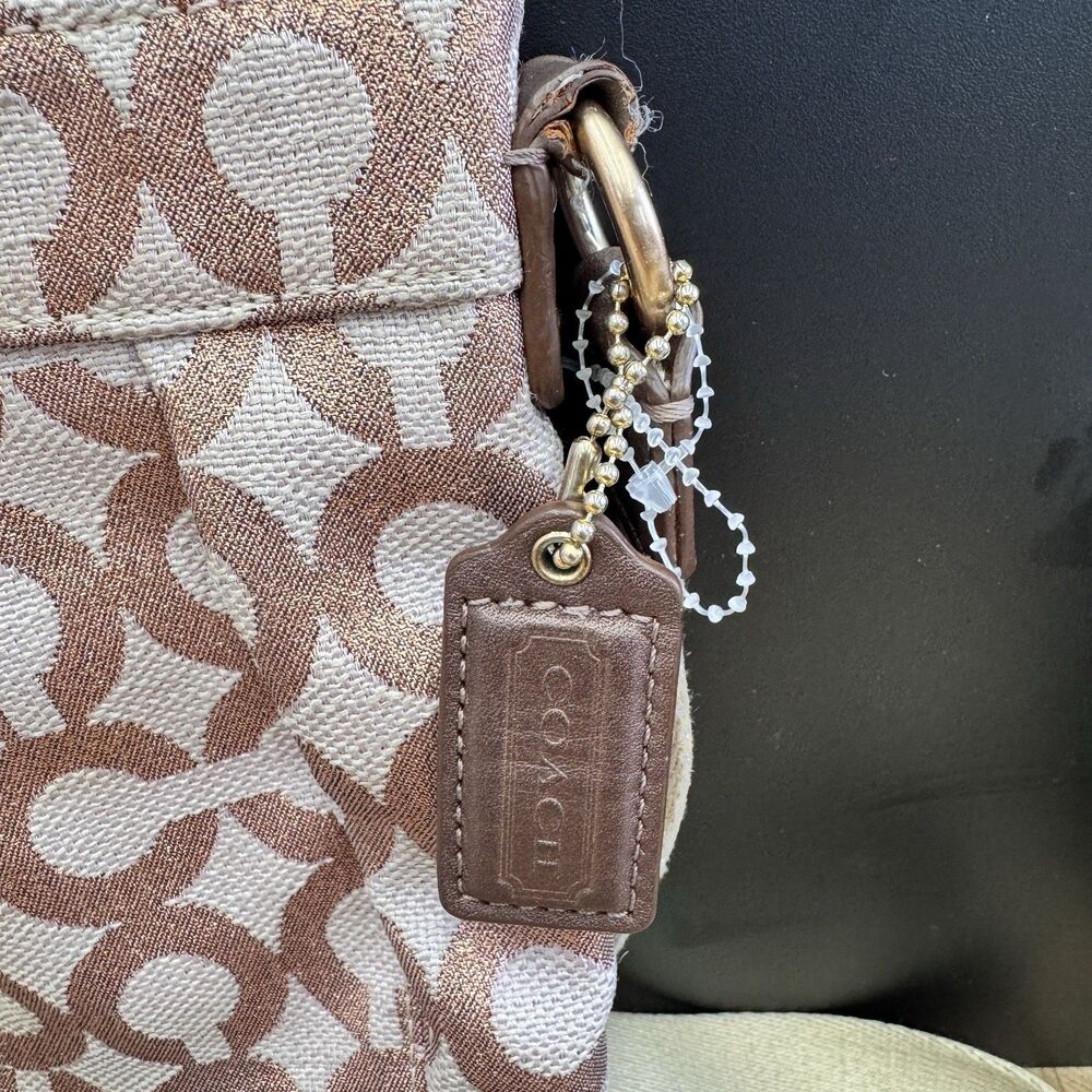 Coach Op Art Canvas Crossbody Shouder Swing Bag Rose Gold Small Purse Metalic - Picture 2 of 9